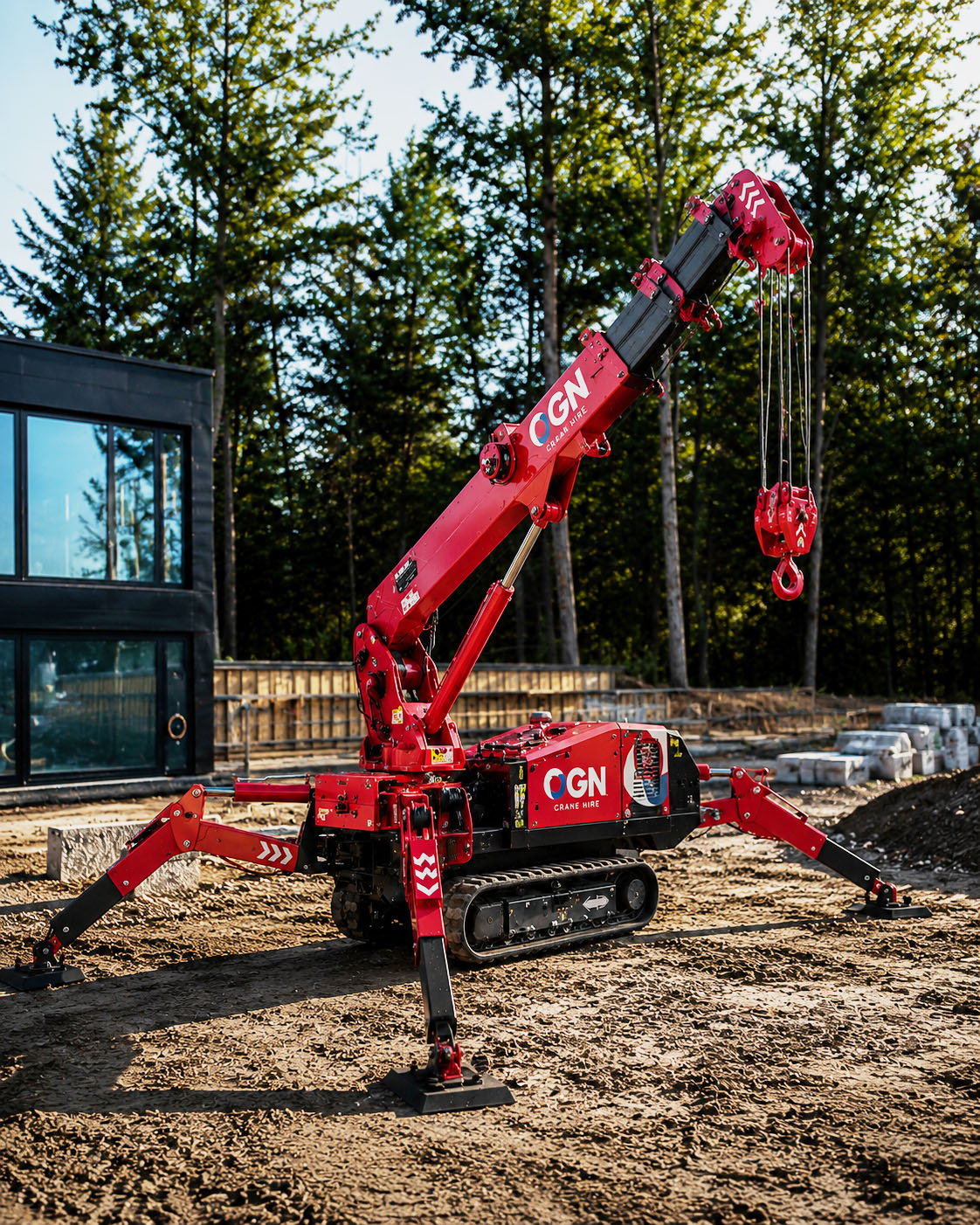 Spider crane on a residential job